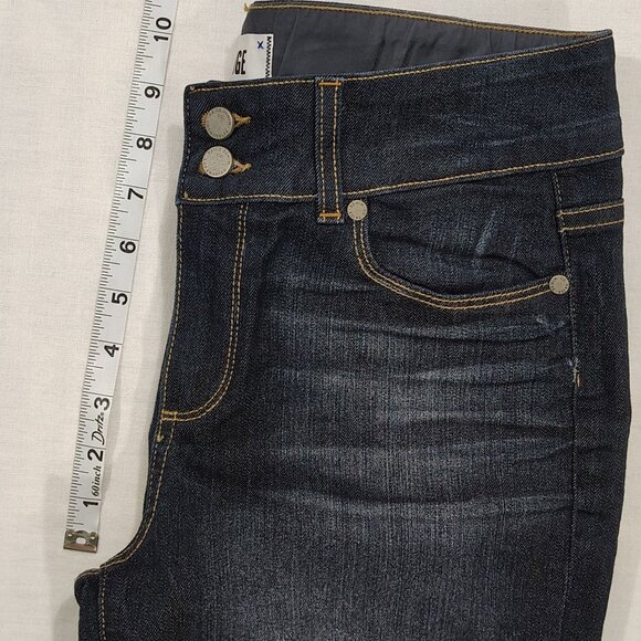 Paige Dark Wash Flared Denim Jeans Womens Size 29 Hidden Hills Stretch USA Made - Picture 11 of 16